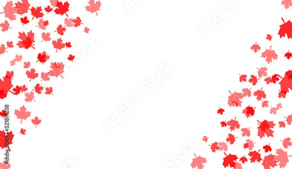 Obraz Confetti of multicolored leaves isolated on white background.Falling confetti from minimalistic maple leaves. Empty space for text