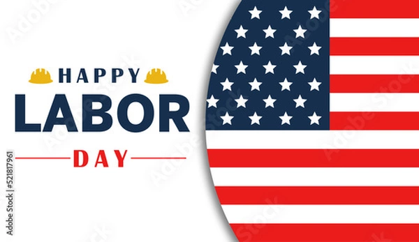 Obraz Labor Day greeting card with USA national flag background and text Happy Labor Day