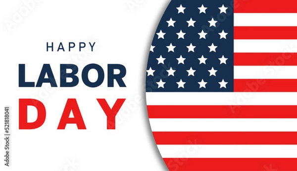 Obraz Labor Day greeting card with USA national flag background and text Happy Labor Day