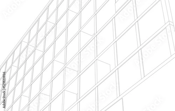 Fototapeta Architecture building 3d drawing vector illustration
