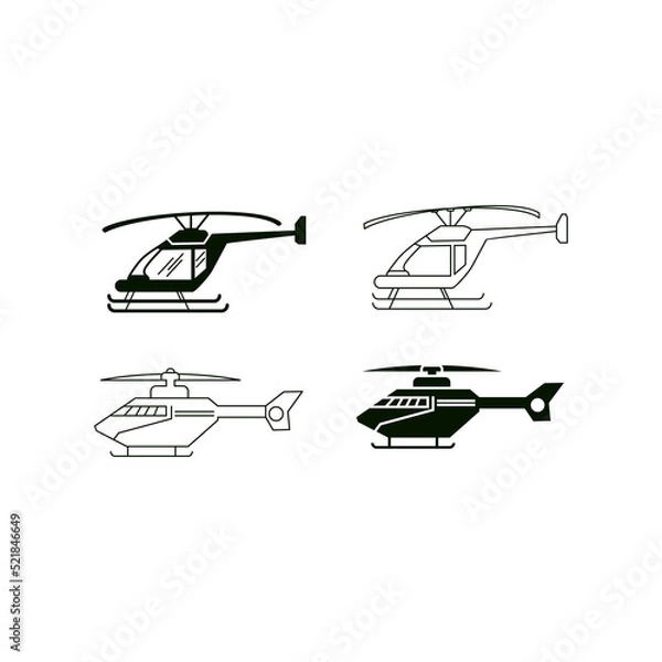 Fototapeta Collection helicopter aircraft vehicle symbol flat