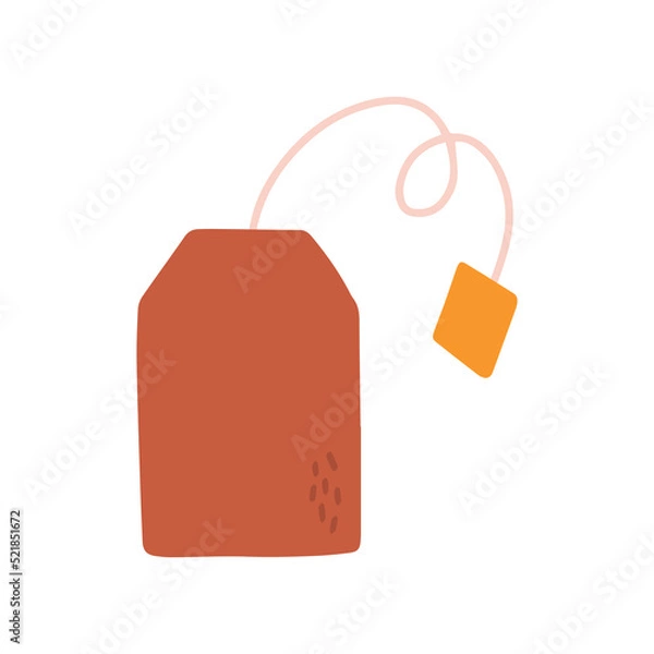 Obraz Hand drawn illustration of fashion tea bag. Isolated element on white background