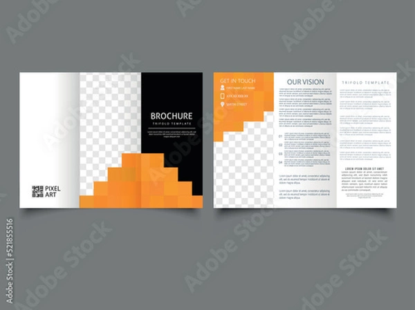 Obraz Orange template vector trifold pixels mosaic abstract. Trifold business brochure.