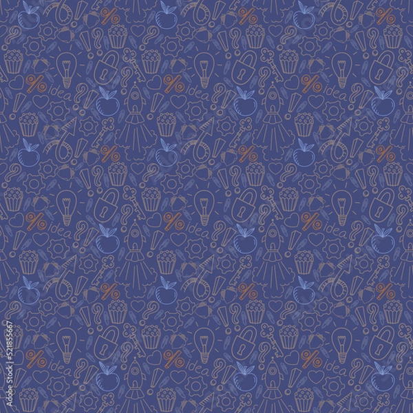 Fototapeta Seamless background with business doodle elements