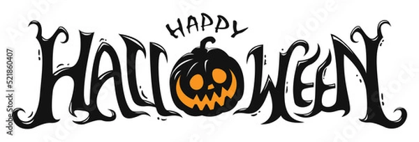 Obraz Happy Halloween Text Banner design, Vector