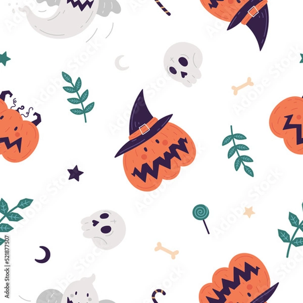 Obraz hand drawn seamless halloween pattern vector illustration