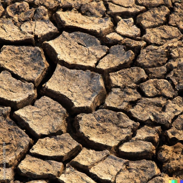 Obraz Drought concept, Dried earth 3d illustration