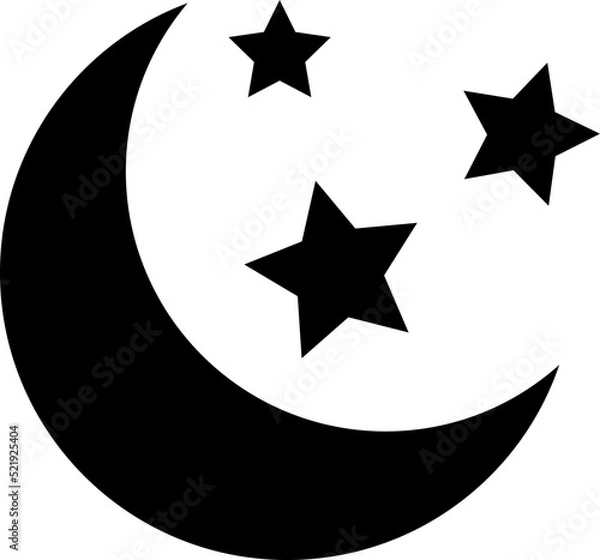 Fototapeta Moon And Star Icon Vector Illustration on white background..eps