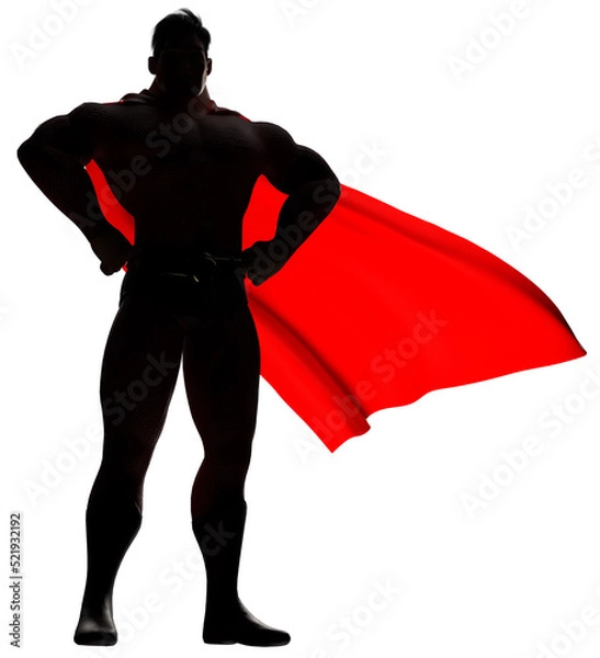 Obraz Superhero Standing Tall Silhouette 3D Render 2