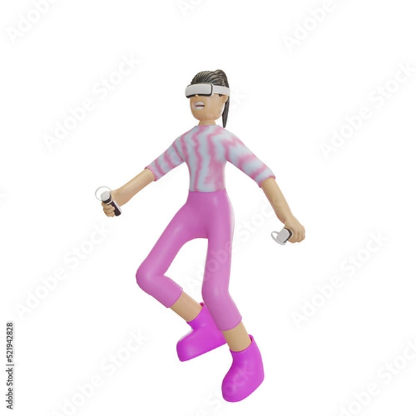 Fototapeta metaverse illustration with character 3d