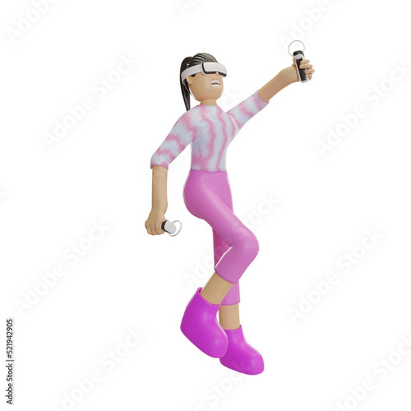 Fototapeta metaverse illustration with character 3d