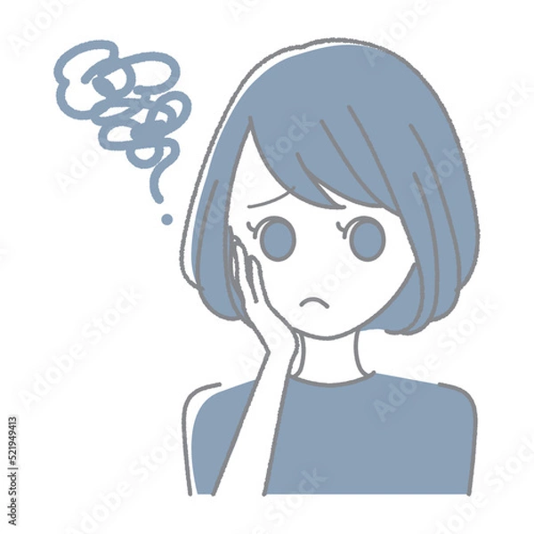 Obraz 女性のシンプルなイラスト（悩む）