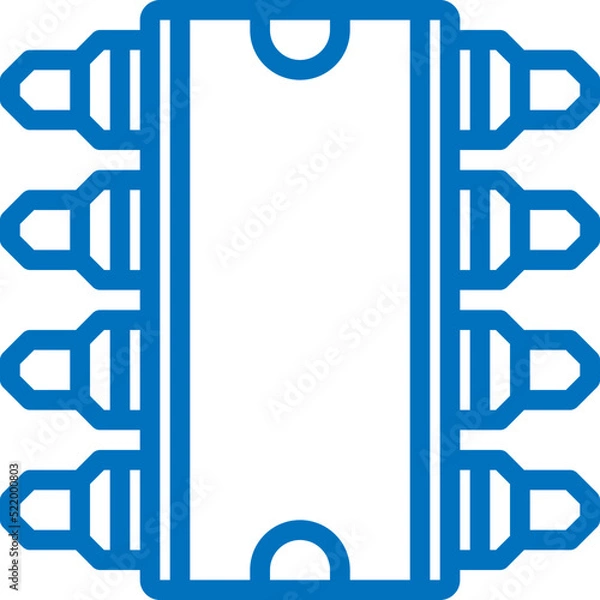 Obraz Microchip. Flat Vector Icon. Simple blue symbol on white background.