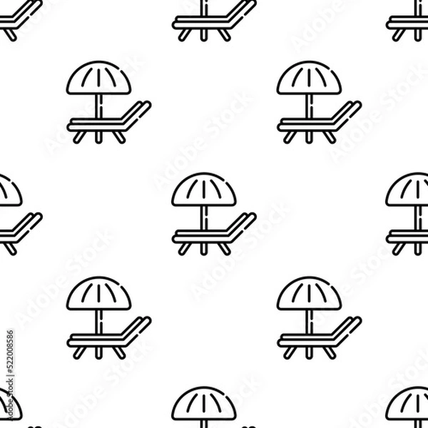 Fototapeta sunbed icon pattern. Seamless sunbed pattern on white background.