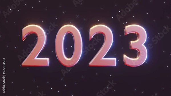 Obraz 2023 new year numbers, 3d render with neon lighting 