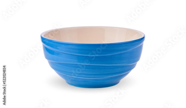Fototapeta blue ceramics bowl isolated on white background.