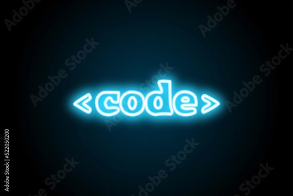 Fototapeta Internet code glowing neon symbol sign icon on black background 