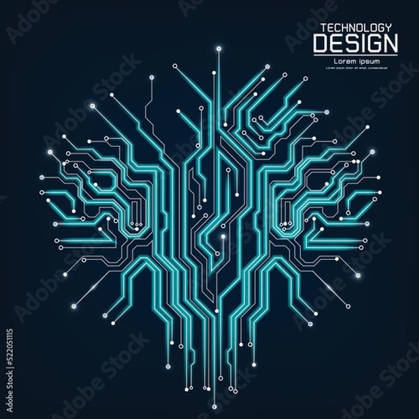 Fototapeta Technological vector background with a circuit board texture 1