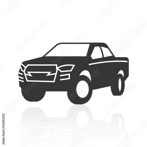 Obraz solid icons for Pickup truck and shadow,vector illustrations