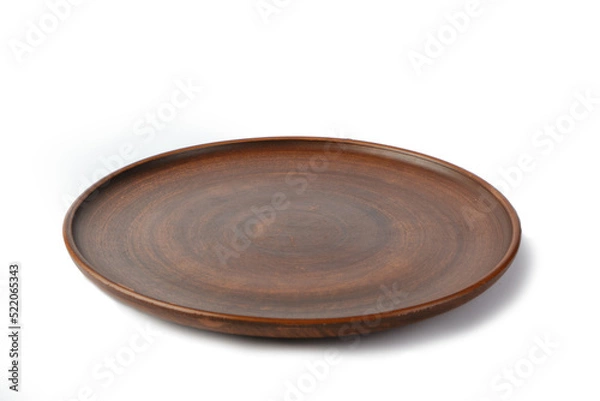 Obraz Clay plate isolated on white background. Side view.
