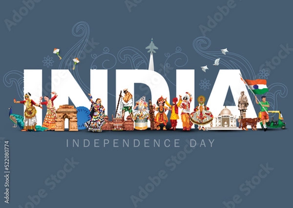 Obraz happy independence day India greetings. vector illustration design.