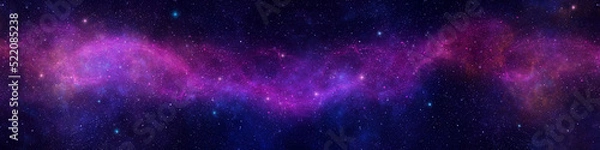 Fototapeta Nebula and stars in night sky web banner. Space background.