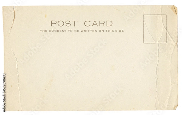 Fototapeta Retro post card, torn and creased