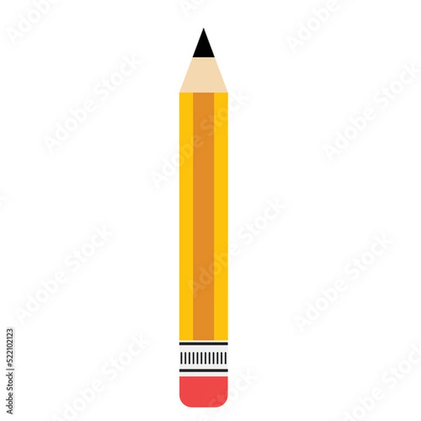 Obraz flat yellow pencil with eraiser icon design.