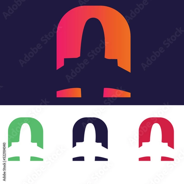 Fototapeta unique Letter A Air Travel plane shape Logo Design Template multiple color set