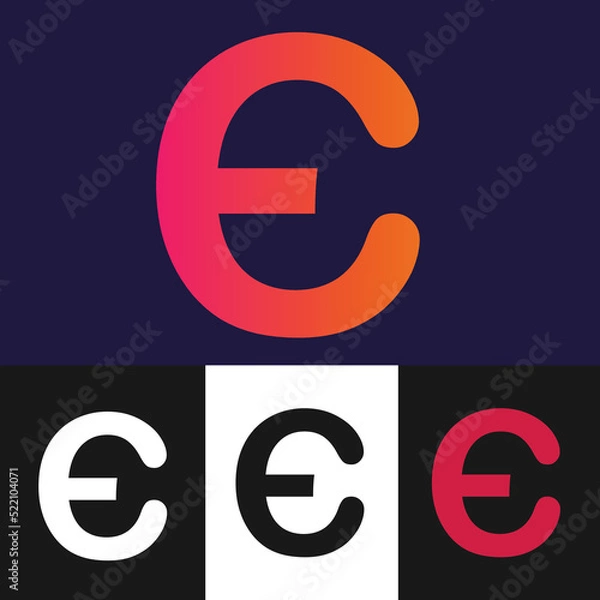 Fototapeta set of multiple color E letter circle logo.eps
