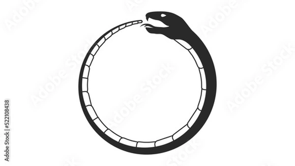 Fototapeta Uroboros black silhouette on a white background