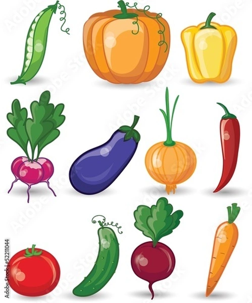 Fototapeta Мультфильм овощи и фрукты