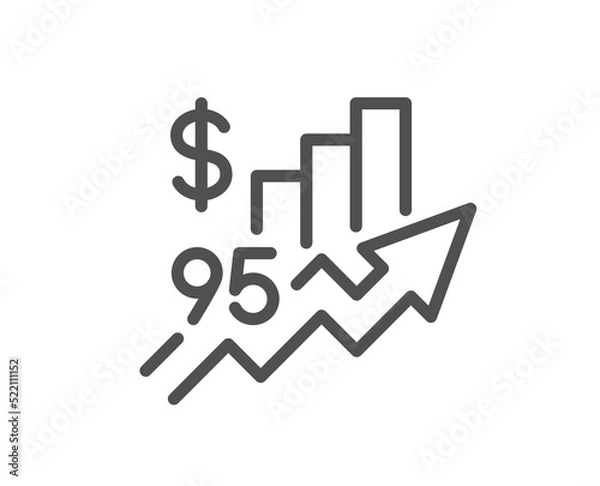Fototapeta Rise price line icon. Petrol excise duty sign. Tax rate symbol. Quality design element. Linear style rise price icon. Editable stroke. Vector