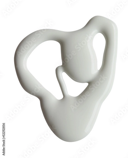 Fototapeta Heart shape made of white cream on a white background, can be used as mayonnaise too