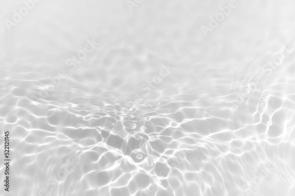 Fototapeta Water texture with sun reflections on the water overlay effect for photo or mockup. Organic light gray drop shadow caustic effect with wave refraction of light. Banner with copy space