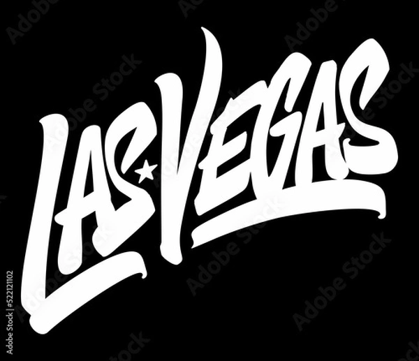 Obraz Las Vegas - hand drawn lettering phrase. Sticker with lettering in paper cut style. 