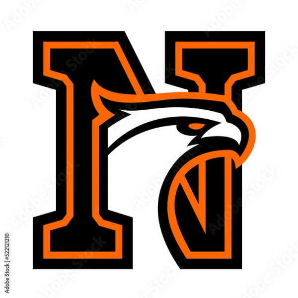 Obraz Letter N with eagle head. Great for sports logotypes and team mascots.