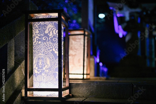 Obraz 夏の灯籠と石段