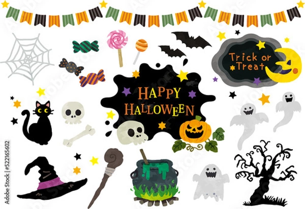 Fototapeta かわいいハロウィンセット（透明バック）