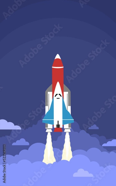 Fototapeta space rocket launch vector illustration