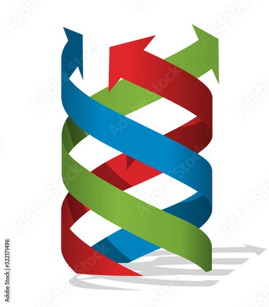 Obraz 螺旋状に上にのびる3色の矢印　ベクターイラストーション