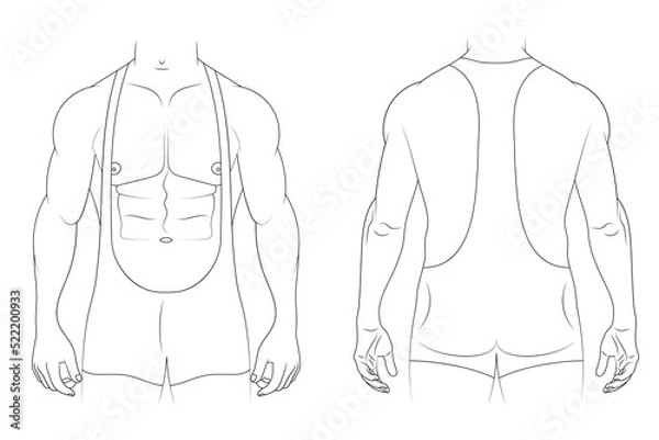 Obraz Wrestling singlet front and back view vector illustration.