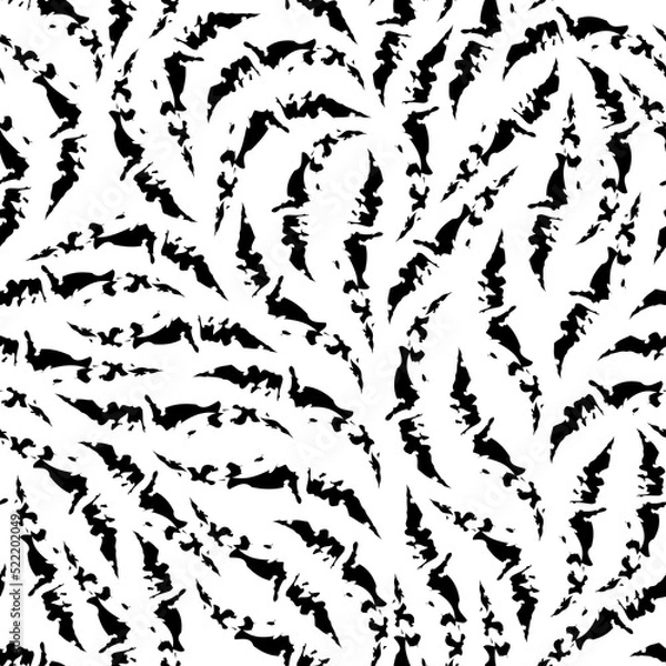 Obraz Seamless vector monochrome zebra skin pattern.Grunge texture from torn stripes in black color isolated on white background.