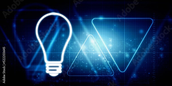 Fototapeta 2d illustration bulb future technology, innovation background, creative idea concept 
