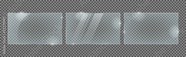 Fototapeta Set of glass plates isolated on a transparent background