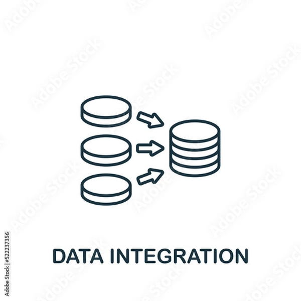 Fototapeta Data Integration icon. Monochrome simple line Data Science icon for templates, web design and infographics