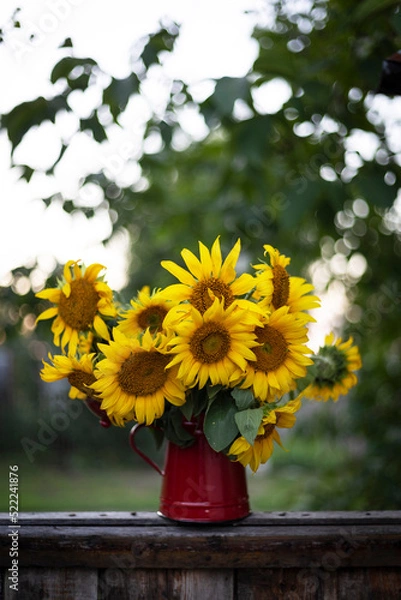 Obraz sunflowers in a red teapot