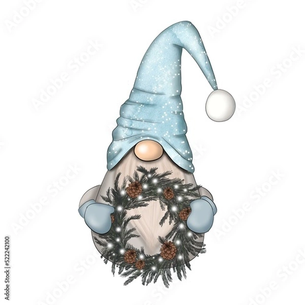 Obraz Christmas Gnomes Isolated On A White Background Hand Drawn Illustration