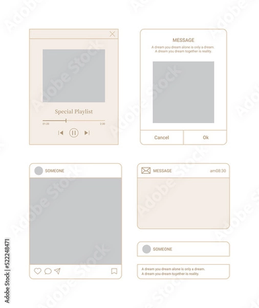 Fototapeta Mobile, internet, web, app social media frame design template illustration set.