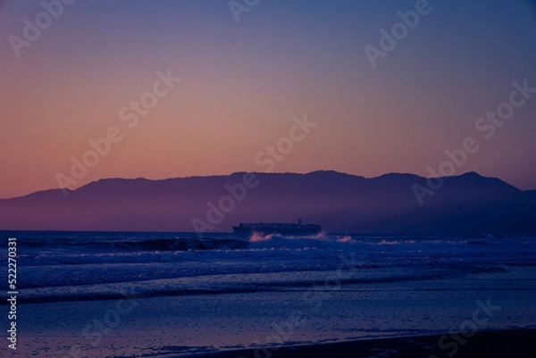 Fototapeta Boat at sunset 
